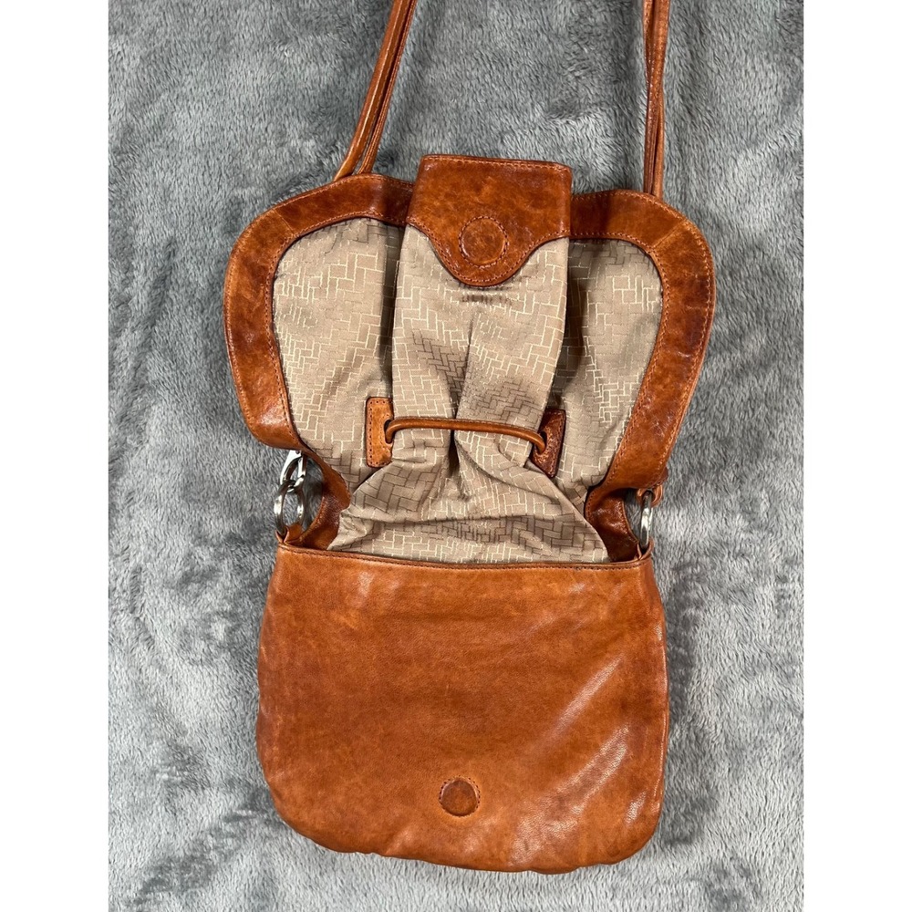 Vintage Cole Haan Leather Crossbody Purse Cognac Brown Saddle Bag Boho Western - Picture 9 of 10